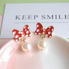 ☆US Disney Parks☆ミニーちゃんリボン キラキラピアス Disney - ミニーちゃんリボンピアスの通販 by ☆おかぴしょっぷ