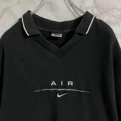 【白タグ】ナイキ センターロゴ刺繍 鹿の子半袖Tシャツ ブラック L