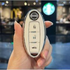 日産Nissan スマートキーケース TPU キーカバー バックドア 白