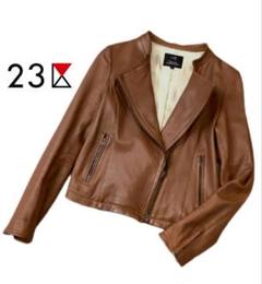 23区◇ レザー ライダース ジャケット 38◇ブラウン 本革 羊革