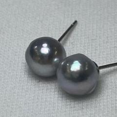 本真珠　パールピアス　あこや真珠　バロック　8mm〜 金属アレルギー　406