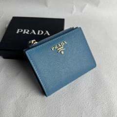 PRADA プラダ　二つ折り　財布　ネイビー　バイカラー　青 楽天市場】プラダ 財布 メンズ PRADA 二つ折り財布 型押しレザー