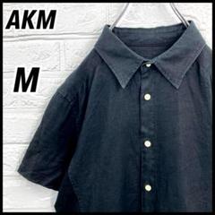 【激レア】AKM エイケイエム リネン100％ スタイリッシュ 半袖シャツ M黒