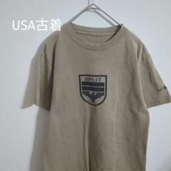 USA古着 ボロ 雰囲気系　SPLIT ロゴ入り ベージュ Tシャツ