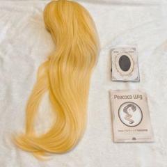 ウィッグ ロング ストレート 姫カット ぱっつん 自然 小顔 金髪 ゴールド