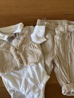 H&M ベージュ ロンパース・カバーオール 0-6ヶ月