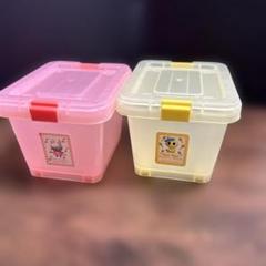 ミニ小物収納ボックス 2個セット　キャスター付き　ピンク　黄色　レトロ　小物入れ