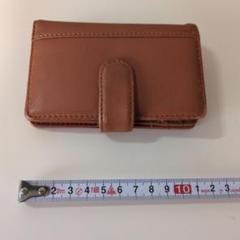 ブラウンレザー風 カードケース スナップボタン式