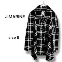 【ジェイマリン】ツィード ジャケット コート チェック 黒 白 昭和レトロ 9号