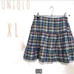 【UNIQLO】ユニクロ　スカート　チェック　レース　裏地付き　XL 150