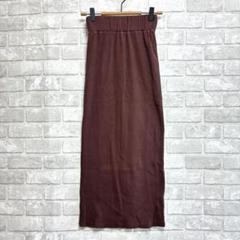 綿100% ストレッチ リブ スカート 美品 ブラウン ゆったり シンプル