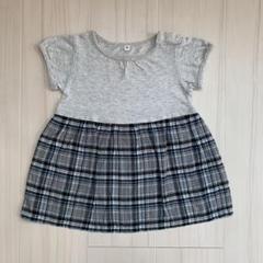 無印良品 半袖 ワンピース Tシャツ チェックスカート チュニック 90cm
