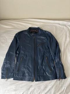 バーバリー ブラックレーベル ネイビー レザー シングルライダース 中古・古着通販】BURBERRY BLACK LABEL (バーバリーブラック