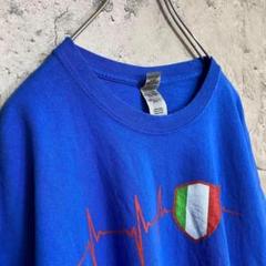 ギルダン 古着 アメリカ輸入 イタリア国旗 プリント Tシャツ 半袖 青色