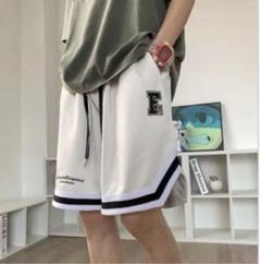 メンズ バスパン バスケット ハーフパンツ 半ズボン 速乾 ホワイト
