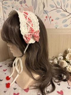 ヘッドドレス　イチゴ　ボンネット　カチューシャ　バブーシュカ