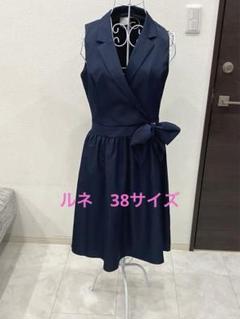 ルネ Rene 紺 半袖 フレアワンピース 38サイズ Rene ルネ 半袖 フレアワンピース 極美品
