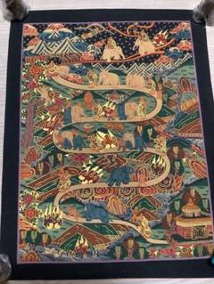曼陀羅 チベット密教 手描き 木製額 一点物 涅槃図 仏教絵画 曼荼羅 チベット密教 1点物 》 手描き 曼荼羅 タンカ マハーカーラ