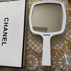 CHANELミラー　ノベルティ　白ロゴ　レア！ 未使用 CHANEL ミラー ノベルティ 白ロゴ レア ブラック 手鏡 箱付き