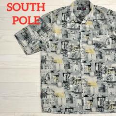 SOUTHPOLE サスウポール 半袖 シャツ 総柄 ヒップホップ 刺繍ロゴ L