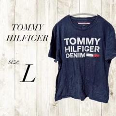 TOMMY HILFIGER DENIM Tシャツ メンズ ネイビー L ロゴ