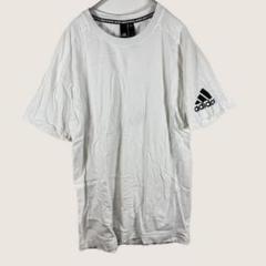 1867adidasロゴ入りプリント半袖Tシャツ白コットン高見えスポーツミックス
