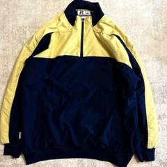 古着Russell ハーフジップ アノラック ネイビー/イエロー XL
