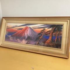 風景画/富士山】赤富士 油絵 油彩画 立体画 インテリア 額装