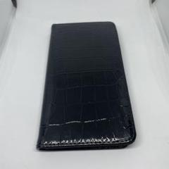 スマホケース　黒ワニ柄