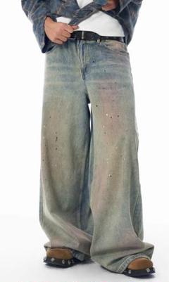 JHYQ Menes Dirty Mid Blue Baggy Jeansのサムネイル