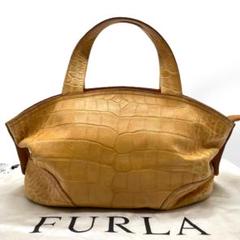 1円 □極美品□ FURLA フルラ クロコダイル型押しレザー