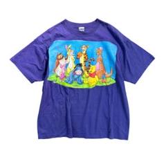 7TSM2【Disney】Pooh くまのプーさん　Tシャツ　紫　古着used