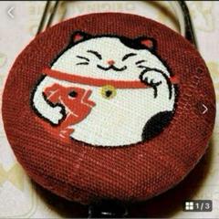 リールキーホルダーS355★ハンドメイド　まん丸♡招き猫めで鯛