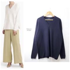 美品☆22AW☆Theory セオリー Vネック ニット プルオーバー ネイビー