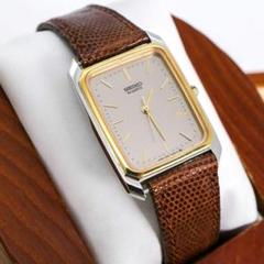 稼働 SEIKO 腕時計 スクエア グレー レザー ボーイズ 1277