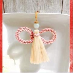 【桜染め】精麻　翡翠の天使お守り箒チャーム