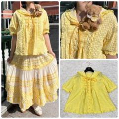 極美品♡PINK HOUSE ギンガムチェックセーラーカラーブラウス　プリーツ 極美品♡PINK HOUSE ギンガムチェックセーラーカラーブラウス