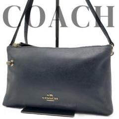 【美品】COACHコーチ　ネイビー　レザー　ショルダーバッグのサムネイル
