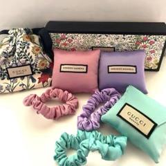 GUCCI ロゴ入り ミントグリーン シュシュ