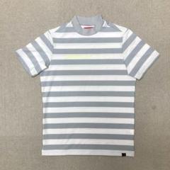 中古品 New Balance Golf モックネック 半袖 ボーダー Lサイズ