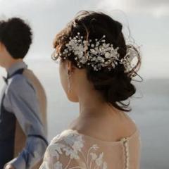 韓国2wayヘッドピース ウェディング ブライダル 結婚式 クリスタル シルバー