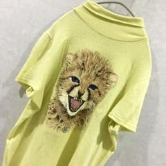 古着 レトロ 総柄 アニマル柄 ヒョウ ハイネック Tシャツ ヴィンテージ 11
