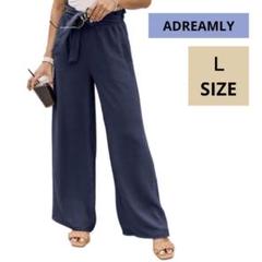 ⭐新品未使用⭐ADREAMLY ワイドパンツ ウエストリボン ネイビー L