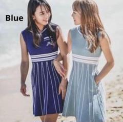 エースアンドレア aceandRare ワンピース　ブルー　ゴルフウェア 美品】ACEANDRARE エースアンドレア SAILOR COLLAR ONE-PIECE