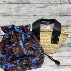 なつび　新品　ランバンオンブルー　 かごバッグ 巾着型　定価26400円 なつび様専用 新品 ランバンオンブルー かごバッグ 巾着型 定価