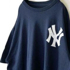 マジェスティック MLBニューヨーク ヤンキース Tシャツ XLネイビー紺色古着