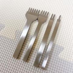 菱目打ち 4本セット 革細工 レザークラフト用工具セット パンチ 穴あけツール