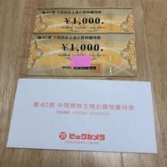 【株主優待券】ビックカメラ 株主優待券 2,000円分