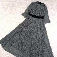 美品✨️レースレディース 希少XXL フラワーレースドレス 刺繍 パーティー 緑