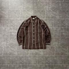 トルコ製 vintage ストライプ柄 シャツ ブラウン S